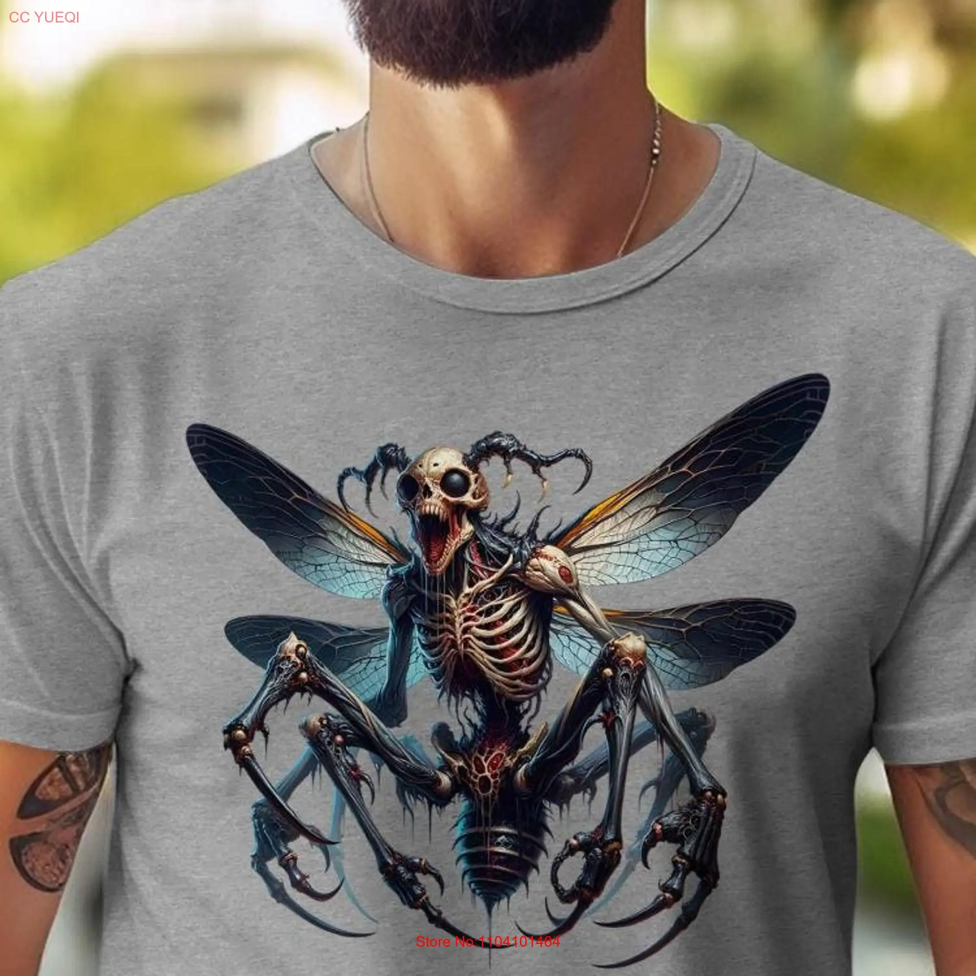 Zombie Bug T Shirt Killer Skeleton Gothic Vibes Scary Goblincore Horror long or short sleeves