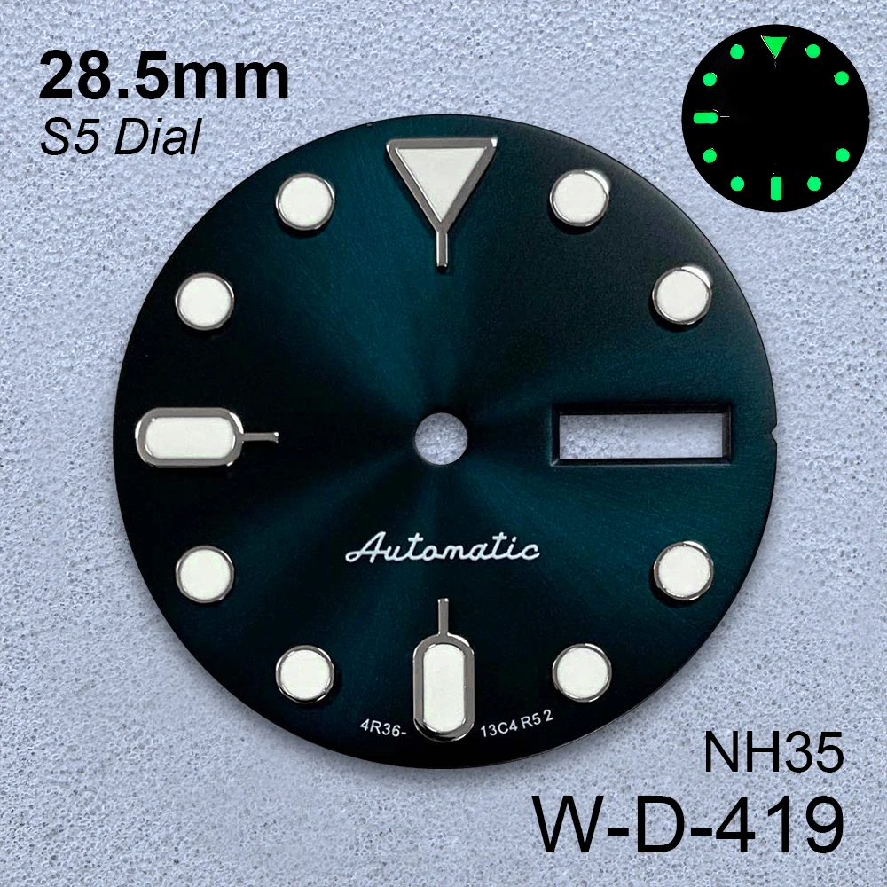 28.5 مللي متر S شعار SKX007 GMT الطلب صالح NH34/NH36/4R36 حركة قوية الأخضر مضيئة ساعة عالية الجودة تعديل الملحقات