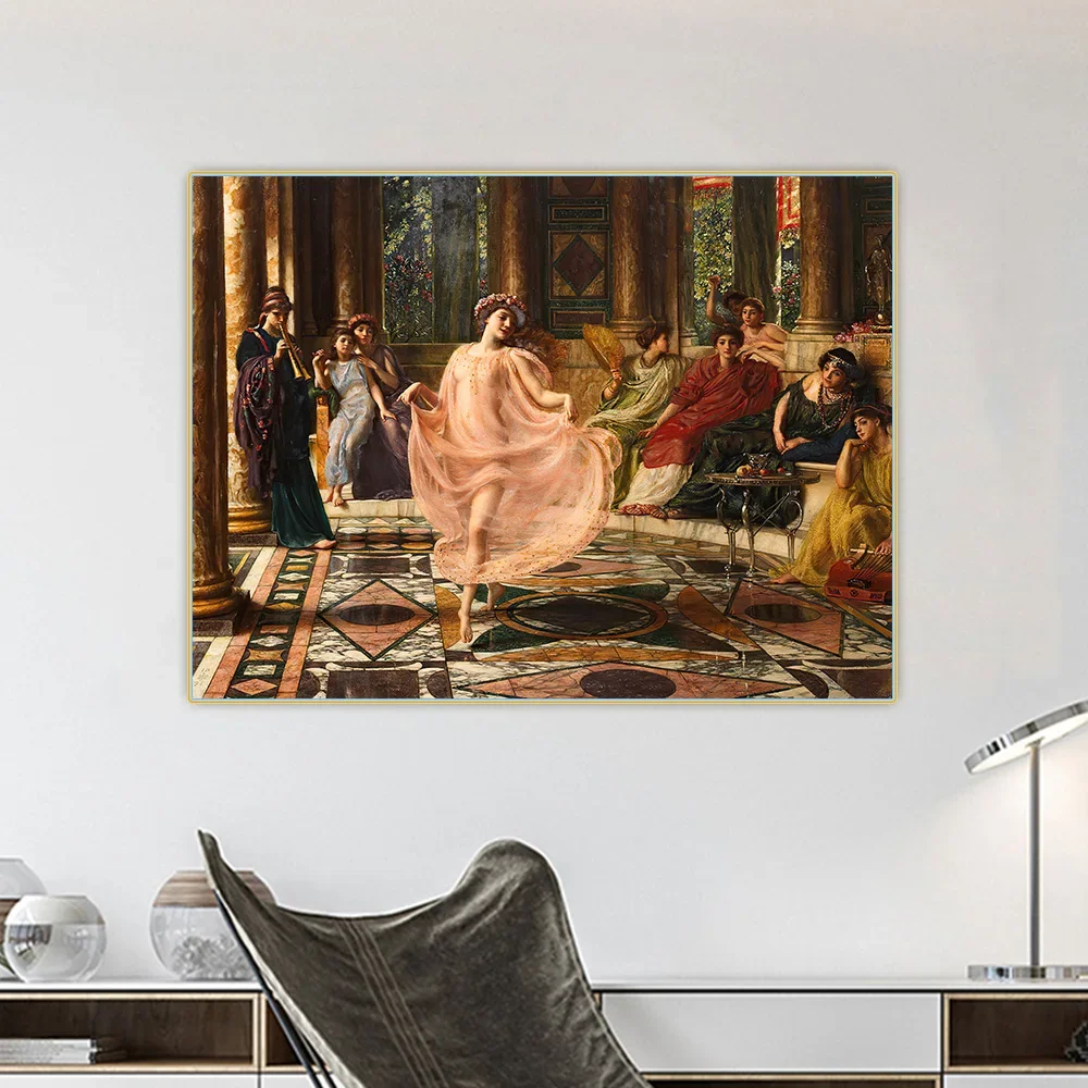 Citon Edward John Poynter《The Ionian Dance》Canvas Art Oil Painting Artwork Poster Picture Wall Decor Home Living room Decoration