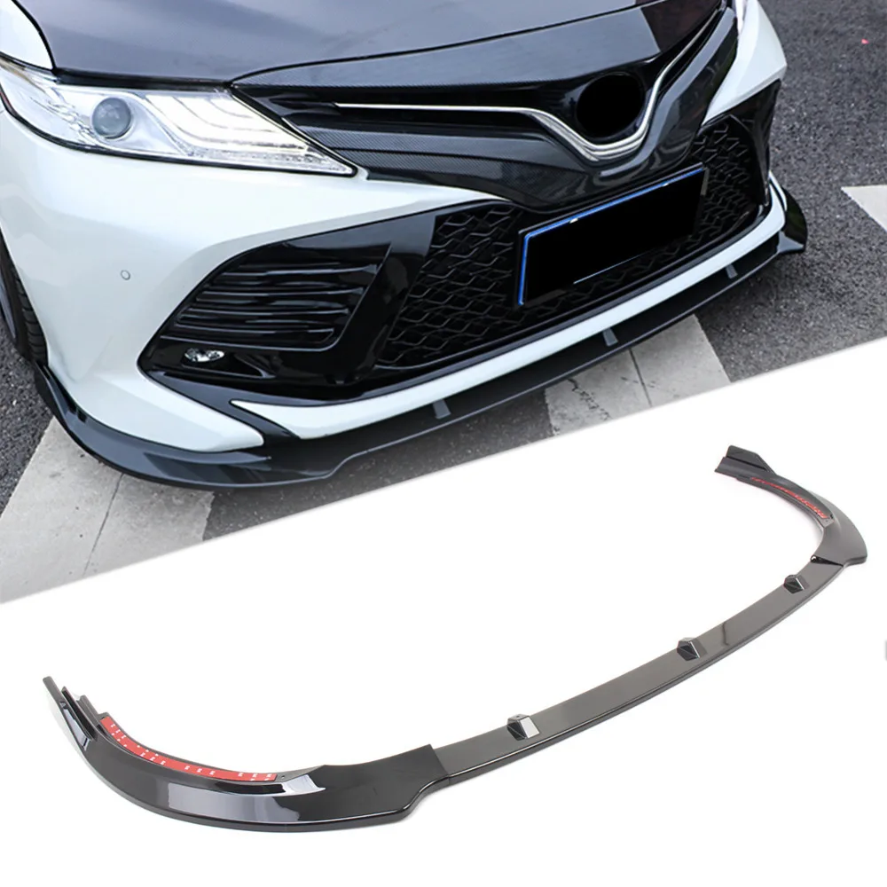 Only Gloss Black ABS Car Front Bumper Lip Cover Trim For Toyota Camry 2018 SE 3PCS