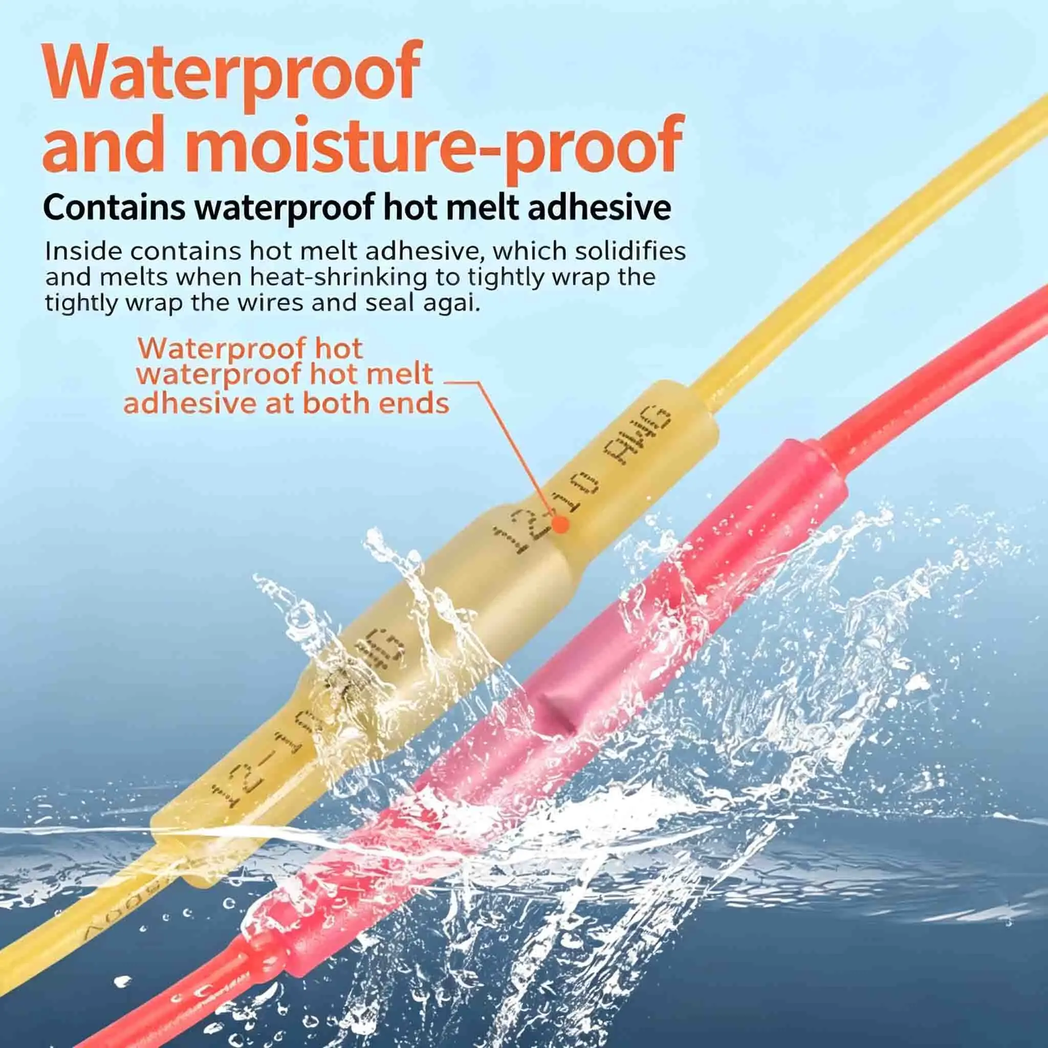 25-210Pcs Heat Shrink Butt Connectors Kit,AWG24-10 0.3-6mm² Waterproof Insulated Automotive Wire Crimp Cable Splice Terminal Box