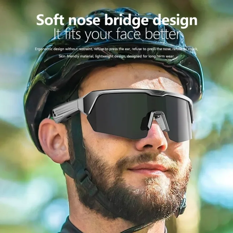 Gafas de sol deportivas para hombre y mujer, lentes inteligentes para deportes al aire libre, a la moda, con Bluetooth, para escuchar música y llamadas, informales