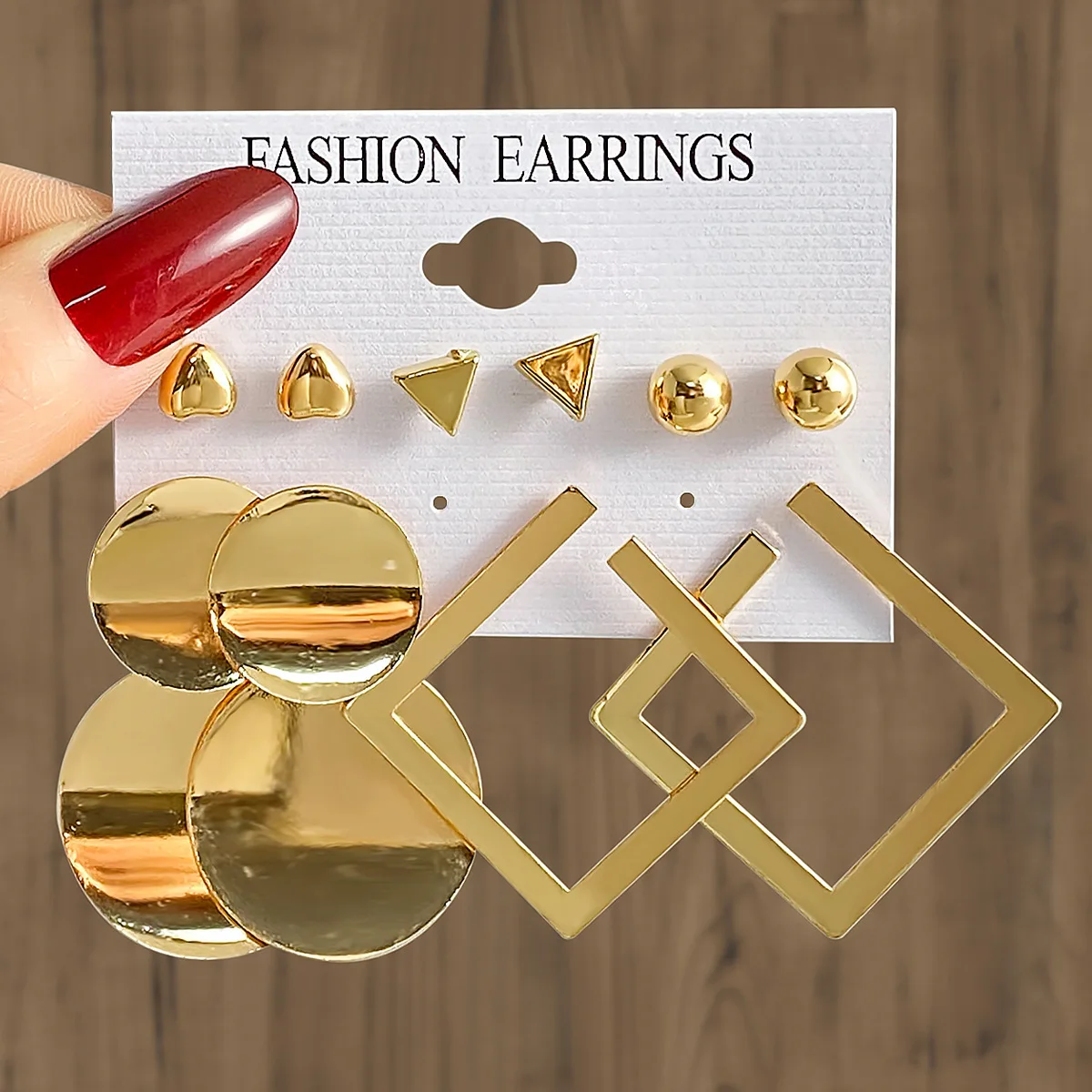 

New Exaggerated Stud Earring Creative Retro Geometric Quadrilateral Gold Color Earrings Set for Women Jewelry Pendientes Mujer