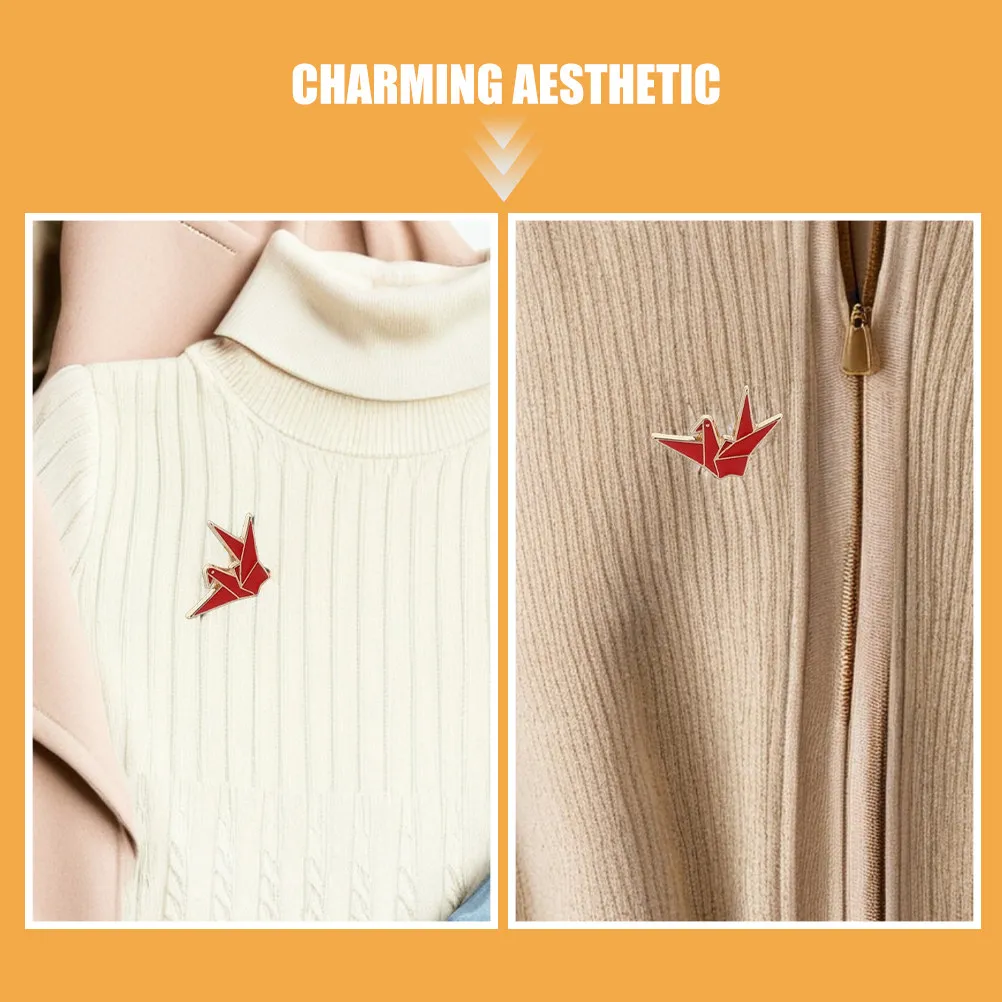 10Pcs Alloy Cute Cartoon Brooch Pin Origami Crane Decorative Badge for Jackets Backpacks Brooch Cute Pin Brooches for Women