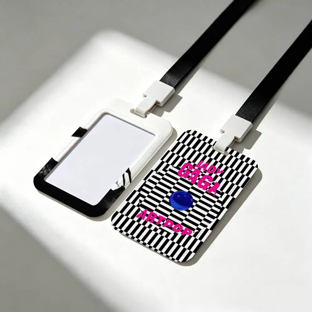 Cool L-Lady G-Gaga Card Holder Neck Strap Pendant Door Badge Holder Lanyards Keychain Work Credential Case Gift