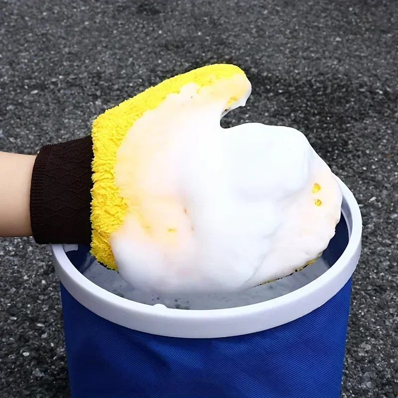 Soft Coral Fleece Car Washing Gloves Microfiber Velvet Water Absorption Car Body Washing Glove Clearner Towel Supplies Tool