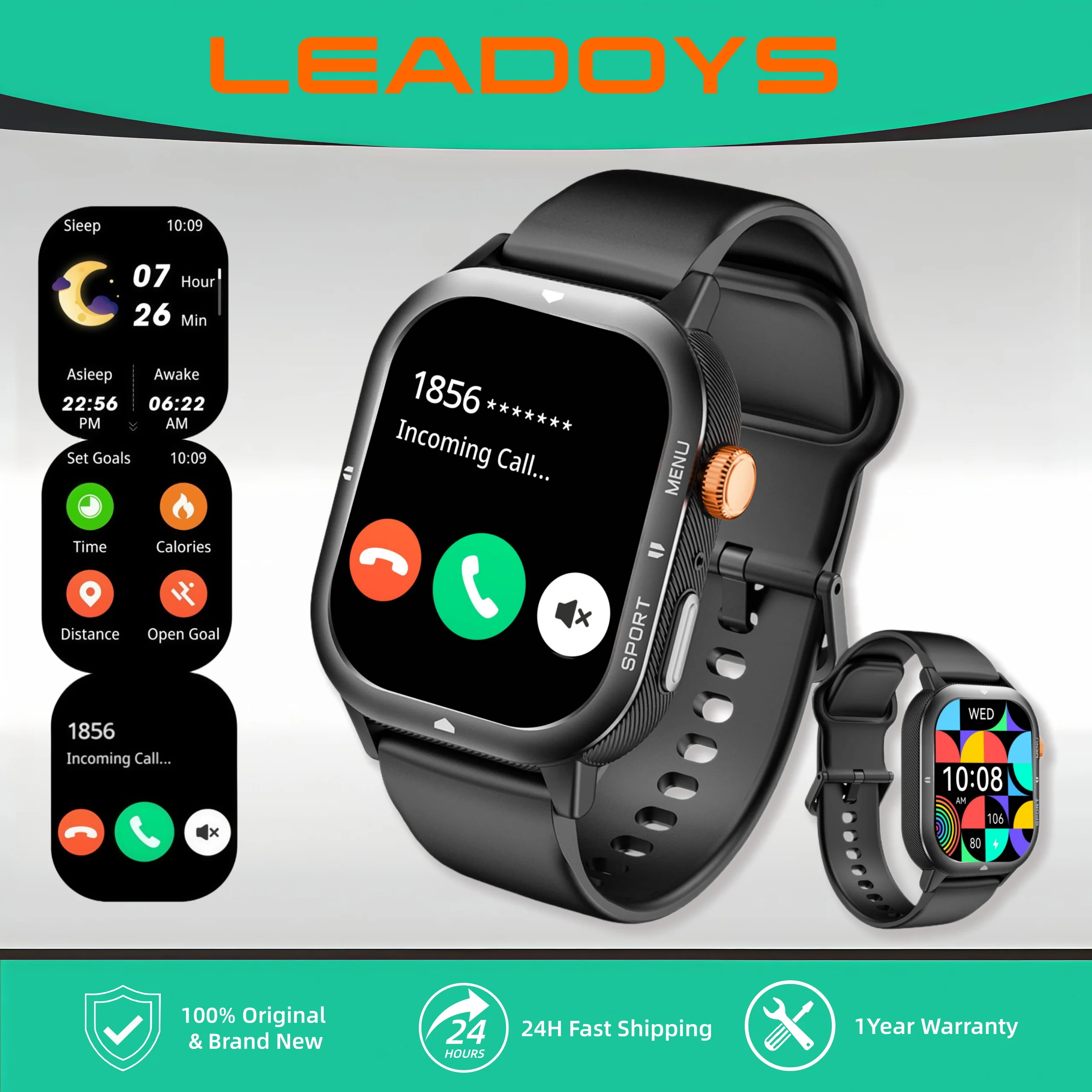 

Leadoys C30 Смарт-часы Многофункциональные Bluetooth-звонки Монитор сердечного ритма SpO2 Отслеживание сна Счетчик шагов для мужчин и женщин