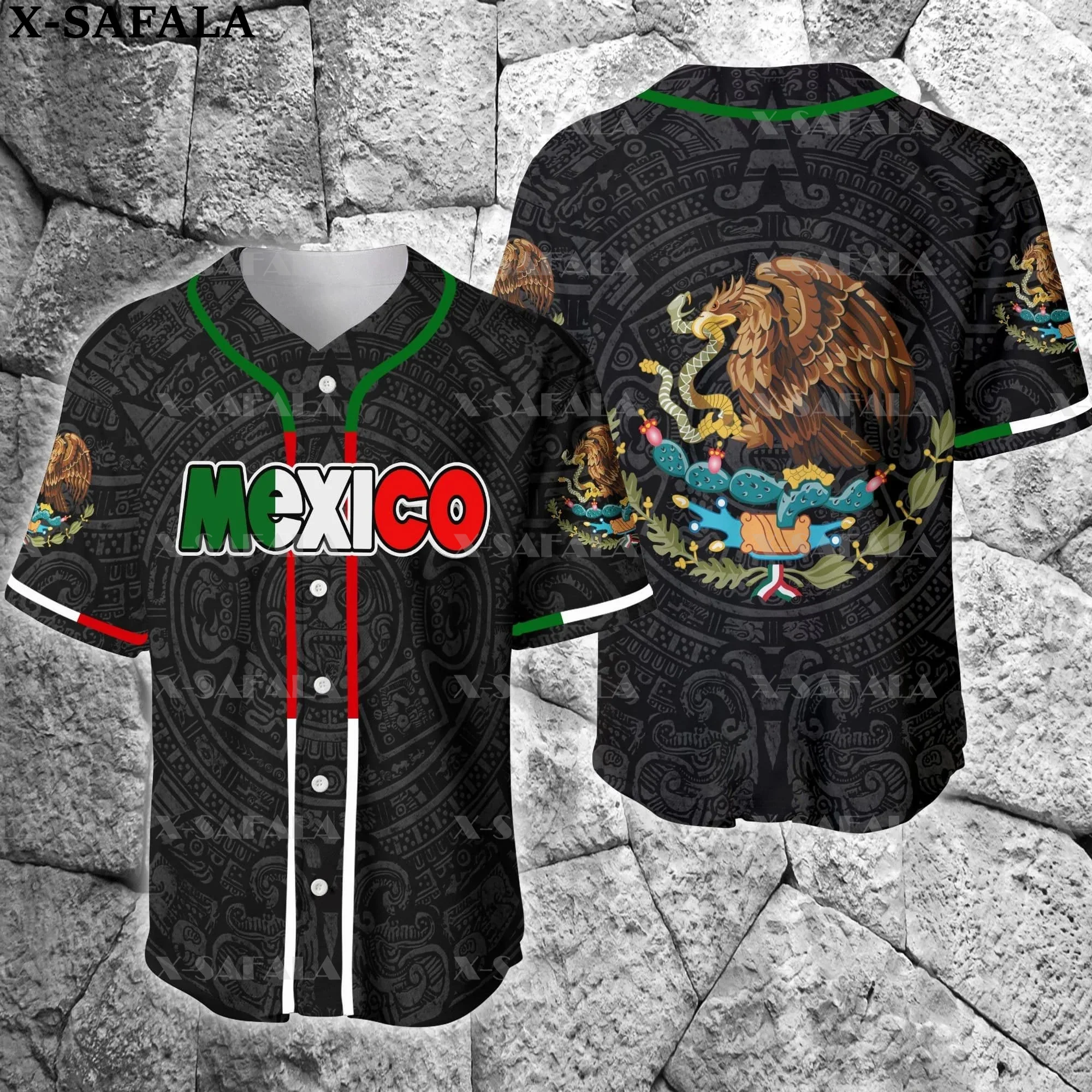 

Custom Name Love MEXICO Country Mexican Aztec 3D Printed Baseball Jersey Summer Shirt Men's Tops Tee Oversized Streetwear-1