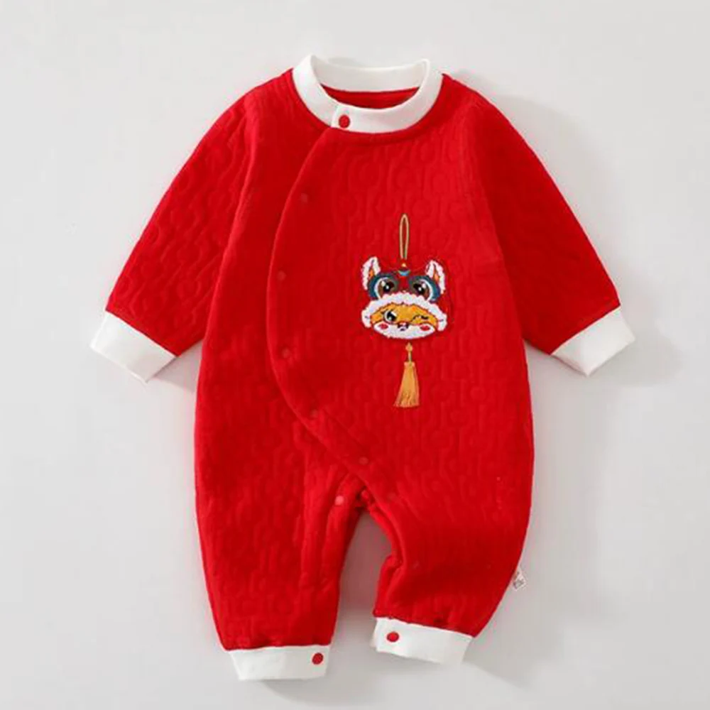 Baby New Year Romper Long Sleeve Quilted Warm Autumn Winter Newborn Clothes Christmas Infant Jumpsuit For Boys And Girls