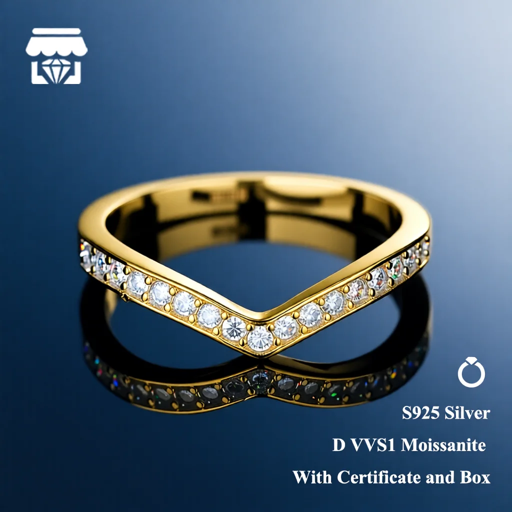 

Certified Moissanite Ring in S925 Silver: Official Certification Confirms Silver Purity 18K Planted With GRA Certificate