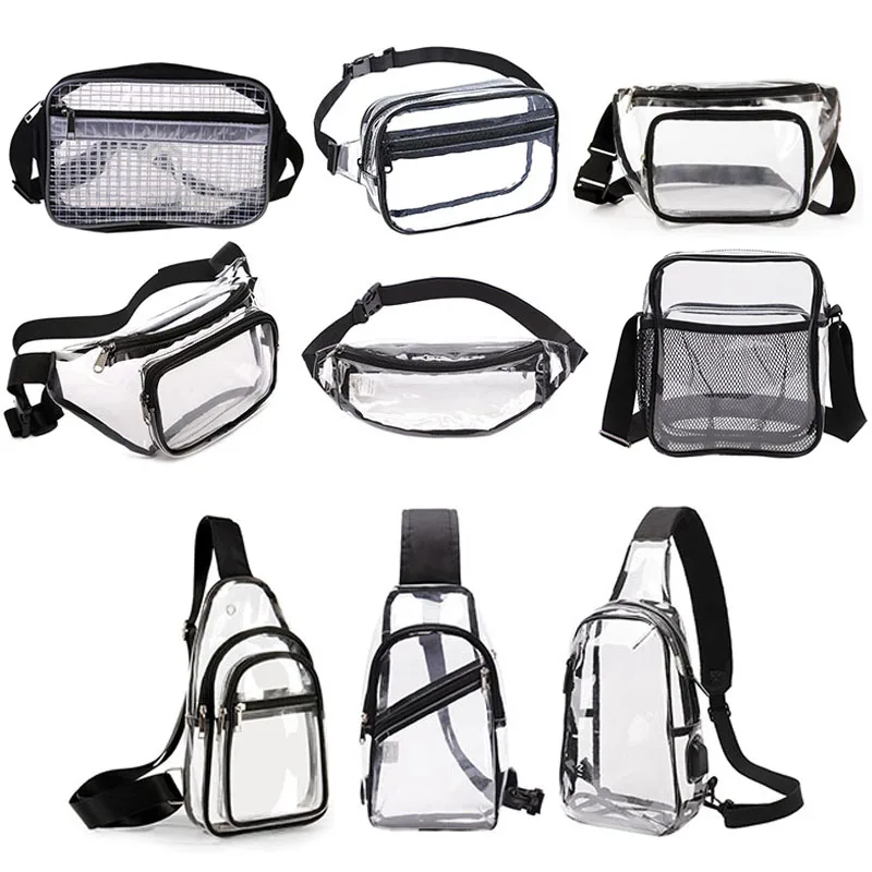 

Transparent Waist Funny Pack Clear Sling Belt Bag PVC Portable Travel Hip Bum Small Purse Crossbody Shoulder Chest Phone Pouch