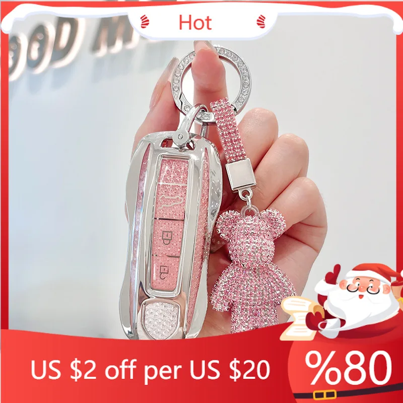 

Hot TPU Car Remote Key Cover Case Holder shell Chain Protector Fob For Porsche Taycan Panamera Macan Cayenne H Interior Stickers