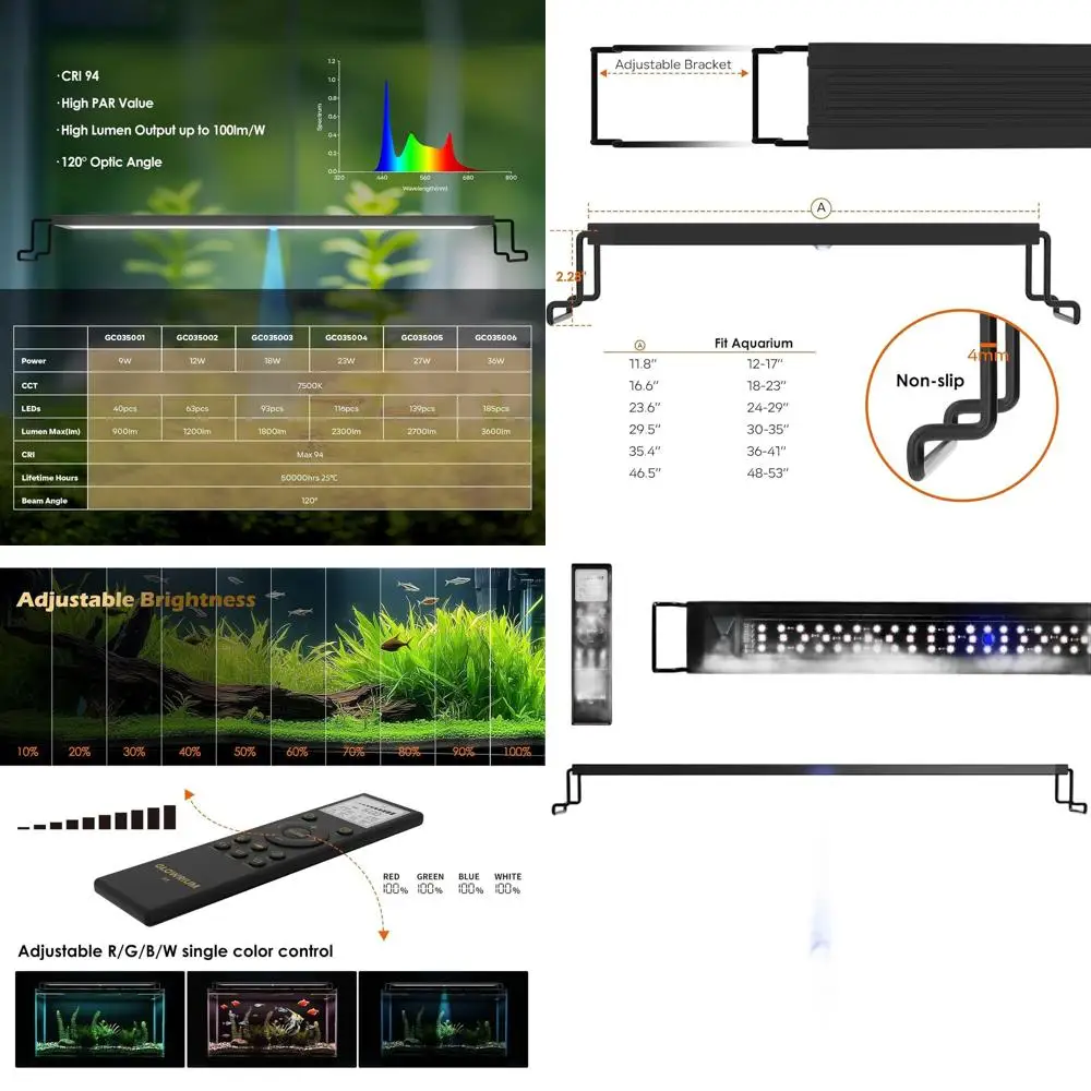 

Светодиодный светильник для аквариума с полным спектром, пультом ДУ, автоматическим таймером, водонепроницаемый, для пресноводных аквариумов с растениями, с регулировкой яркости RGB+W+Moon L