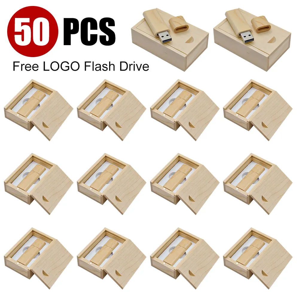 

50PCS/LOT Photography Wooden USB 2.0 Flash Drive 8GB 16GB Pen Drives 32GB 64GB Memory Stick 128GB Wedding Box Gifts free logo