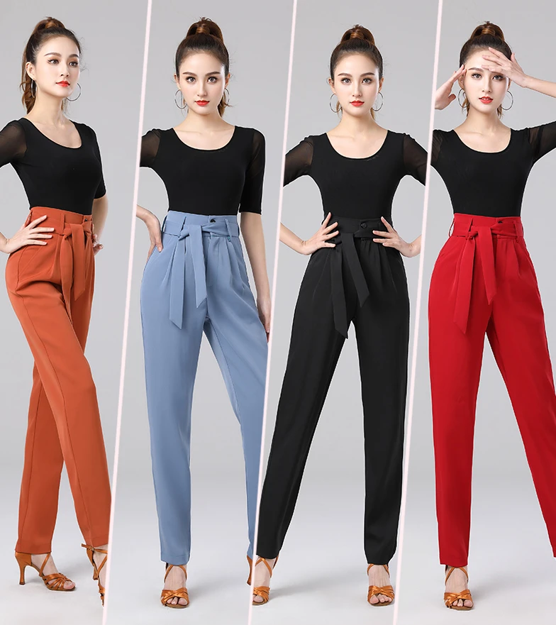 Women's Spring/Summer New High Waist Modern Dance Hall Dance Practice Pocket