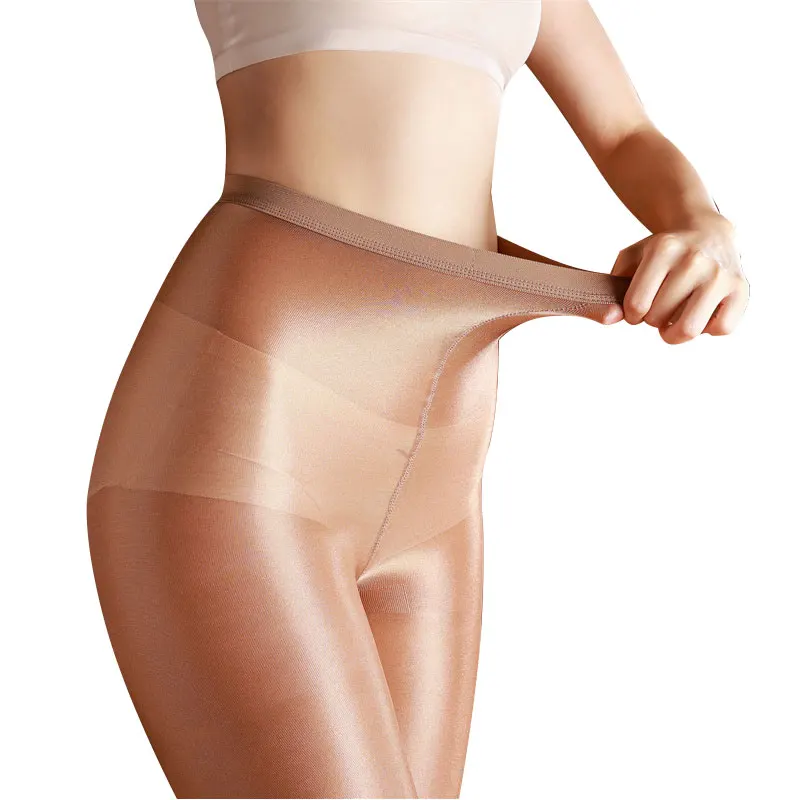 Coffee Skin 70D Damen Shaping-Strumpfhose Glänzende Strumpfhose Sexy Formgebende Tanz- und Sänger-Strumpfhose Reflektierende Fitness-Kompressionsstrümpfe