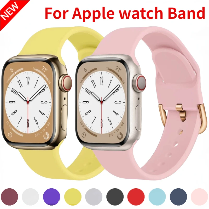

Silicone Strap For Apple Watch Ultra 8 7 49mm 45mm 41mm Sports Bracelet Wristband iWatch Series 6 5 4 3 SE 44mm 40mm 42mm Correa