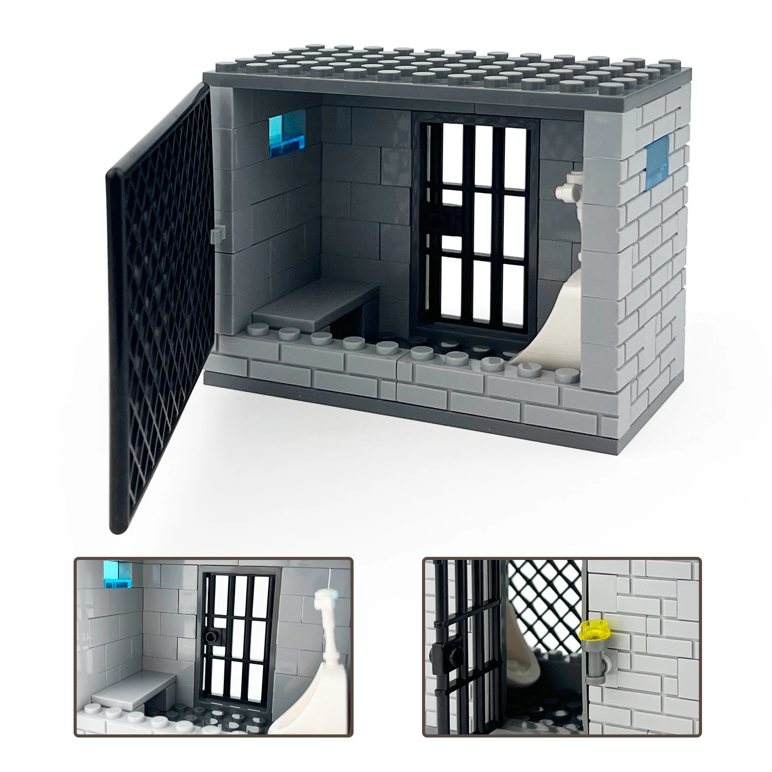 Classic Jail Building Model - Police vs Thief Brick Set for Collection and Display