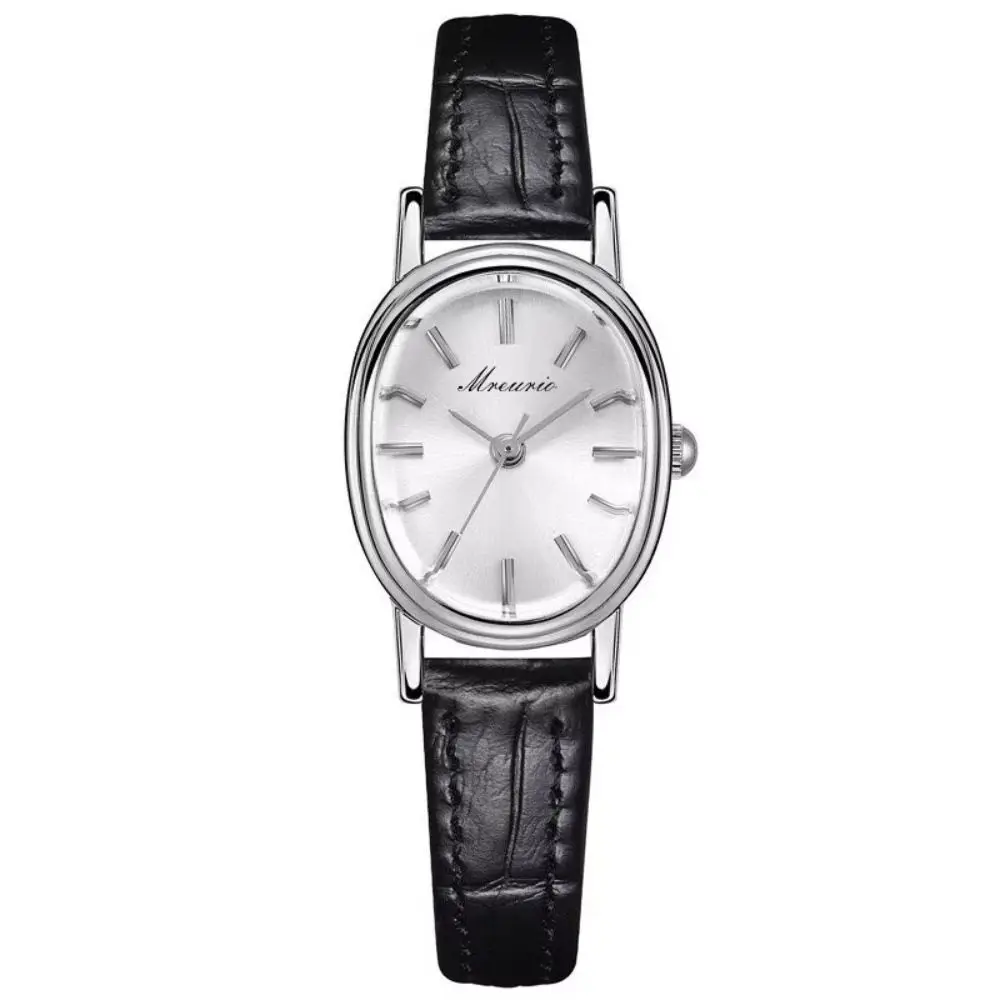 Elegant Alloy Oval Quartz Wristwatch Faux Leather Oval Women Timepiece Quartz Movement Quartz Analog Watch Women