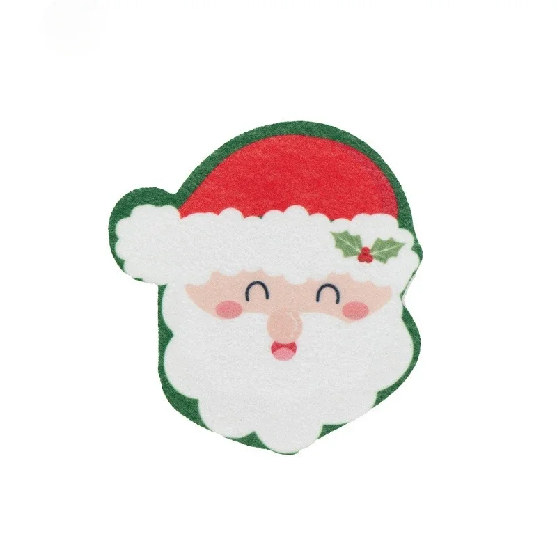 Cleaning Sponge Rubs Santa Claus Dish Brush Wood Pulp Cotton Wipe Christmas Shape Dishcloth Kitchen Bathroom Cleaning Supplies