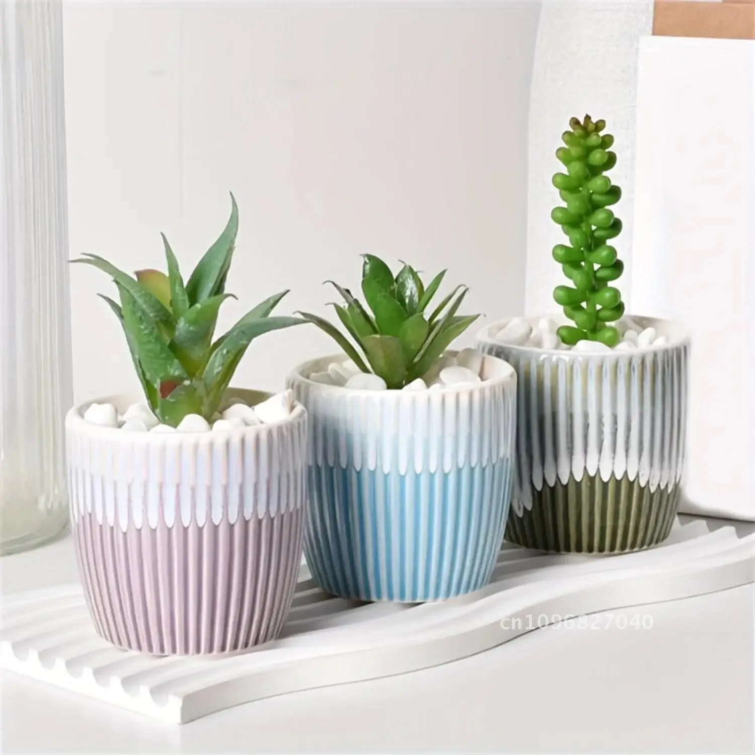 6-Piece Colorful Ceramic Succulent Pots Set with Drainage Holes - Indoor Plants Ideal Pots f for Planters Planter Thumb Rustic -