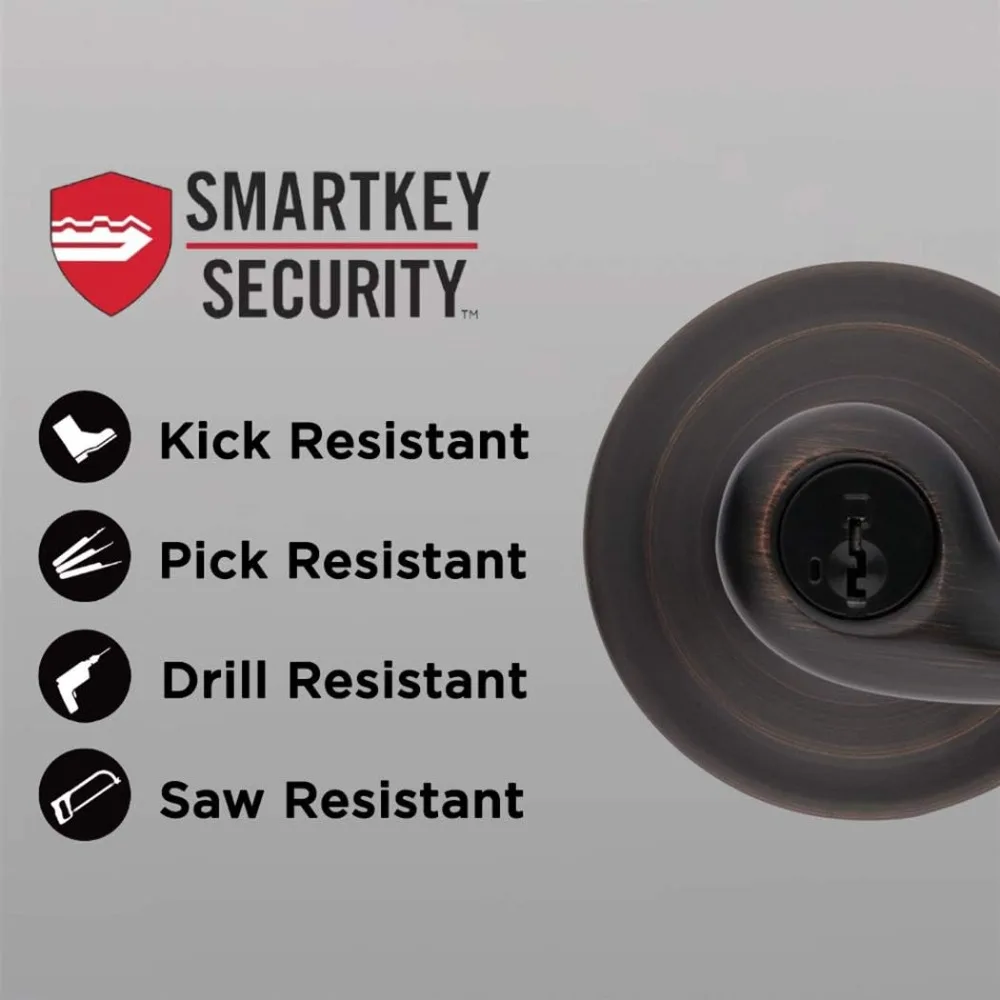 

Entry Door Handle with Lock and Key, Secure Keyed Reversible Lever Exterior, For Front Entrance and Bedrooms