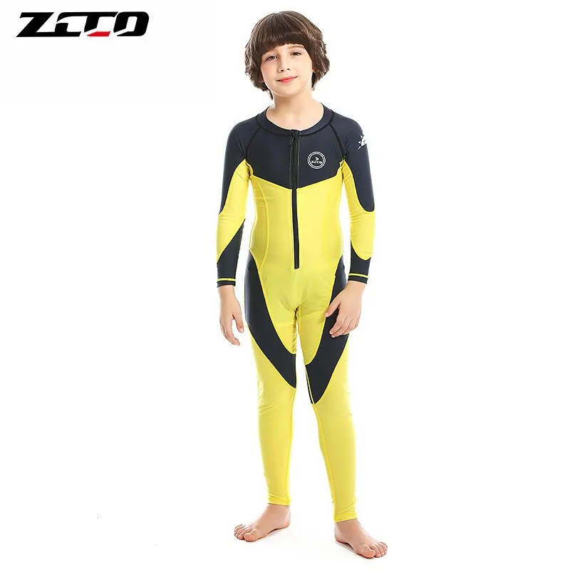 One Pieces Swimsuit Rash Guard Swimwear Long Sleeve Sunsuit for Kids Sun UV Protection