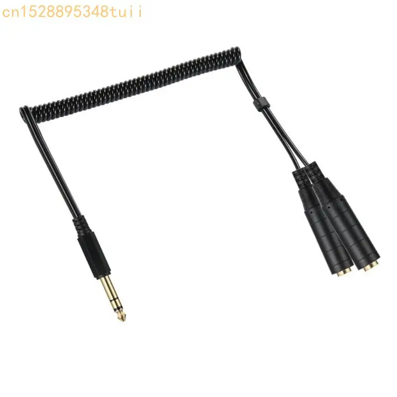 Y4QF 2x6.35 mm 1/4 "à 6,35 mm Microphones masculins Microphones Sound Converters Adapters Cable