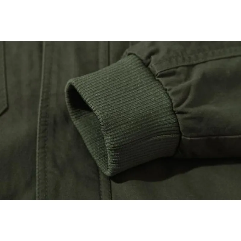 KIDWHXR Herbstjacke für Herren, Camouflage-Muster, Stehkragen, Cargo-Mantel, locker geschnitten, mit Taschen, lange Ärmel, Herren-Outdoor-Freizeitjacke – Detail 10
