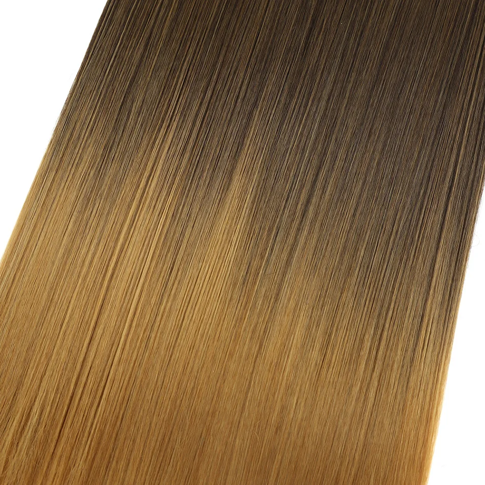 Synthetische Knochen gerade Haar verlängerungen Ombre blonde Haar bündel 9 Stück super lang 20 24 28 Zoll glattes Haar voll zu Ende