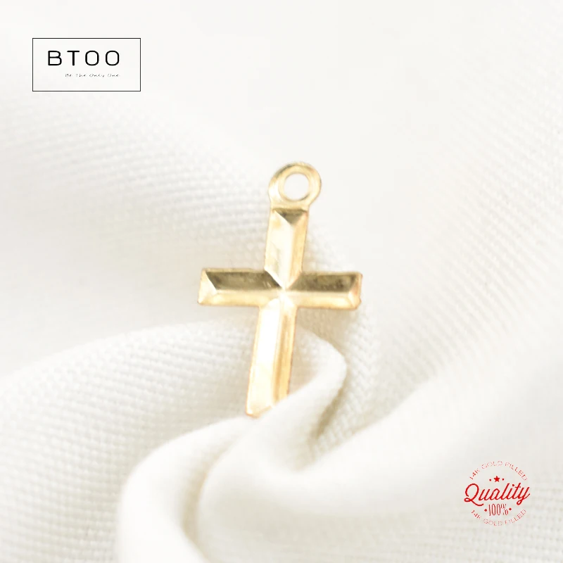 1/20 14K Yellow Gold Filled(14KGF) Cross Charm Cross Pendant DIY Jewelry Accessories Handmade Pendants Making Jewelry Findings