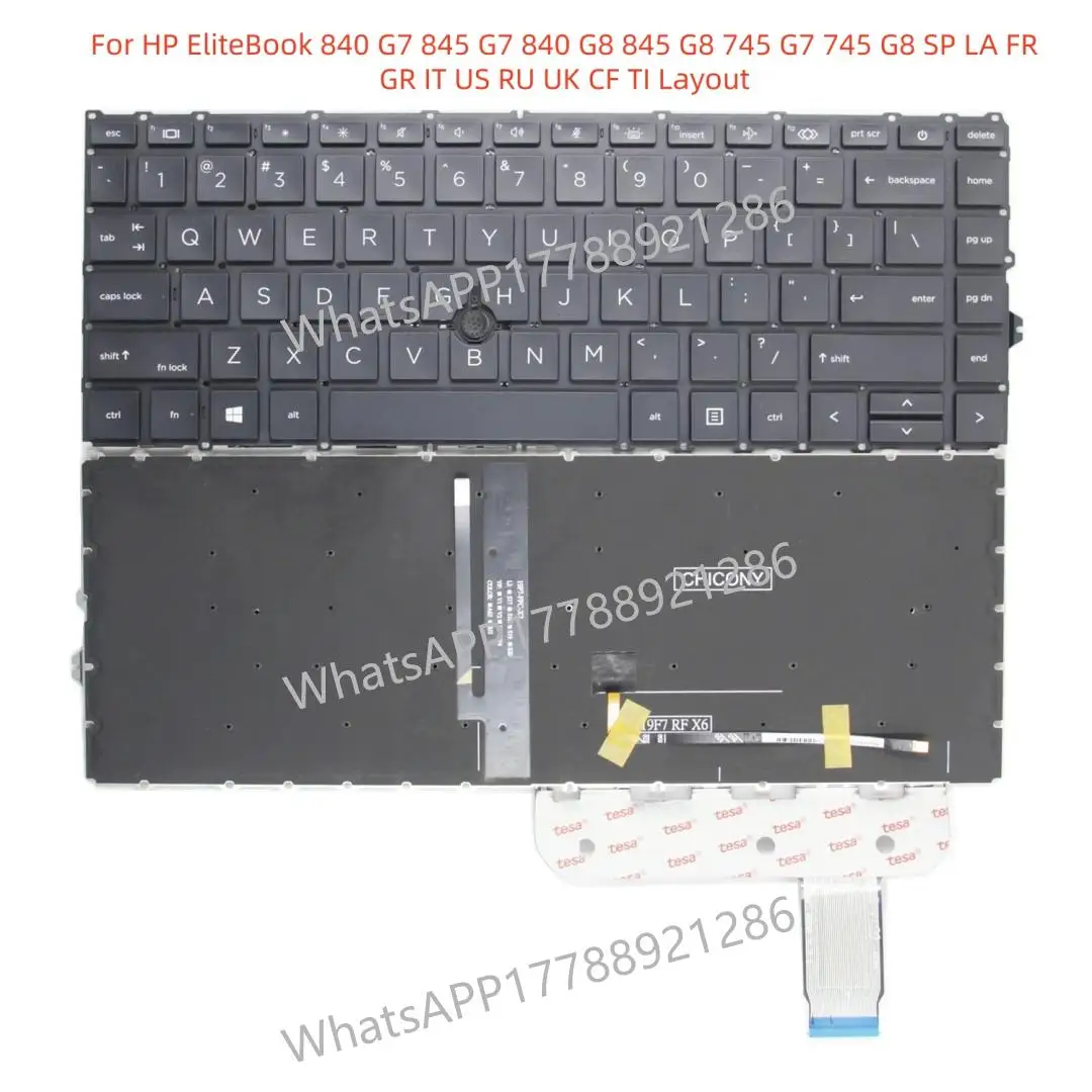 Teclado de repuesto para HP EliteBook 840 G7 845 G7 840 G8 845 G8 745 G7 745 G8 SP LA FR GR IT US RU UK CF Layout