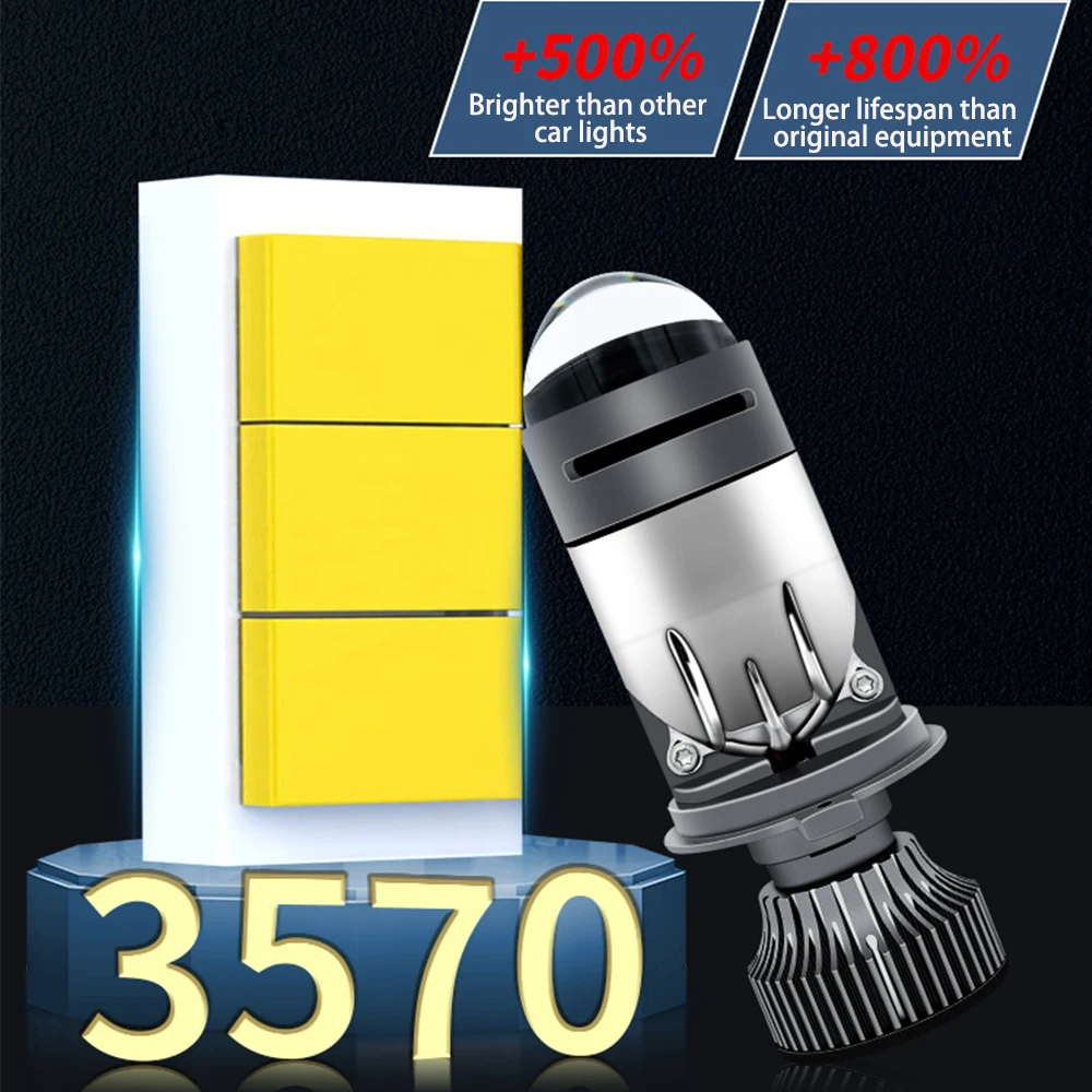 H4 Bi LED Projector Lens Headlight 30000LM 6000K Conversion High Low Beam Mini Dual Lens Bulbs Car/Motorcycle Turbo Fan Lamp