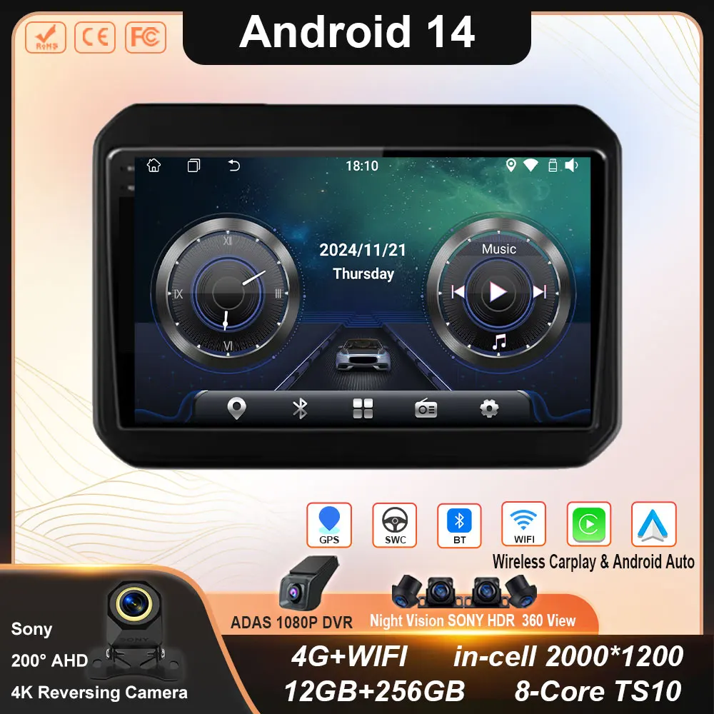

Android 14 For Suzuki Ignis 2016 2017 2018 2019 2020 Car Radio Stereo Receiver IPS Multimedia Video Screen 2Din 2 Din Auto DVD