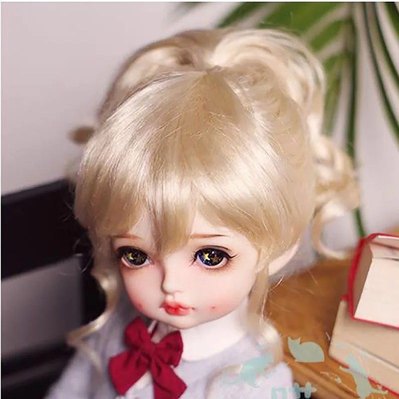 Fashion Big Girl BJD Doll Hair, Free Shipping 1/3 1/4 1/6 1/8 Mohair High Ponytail Curls 1 Piece