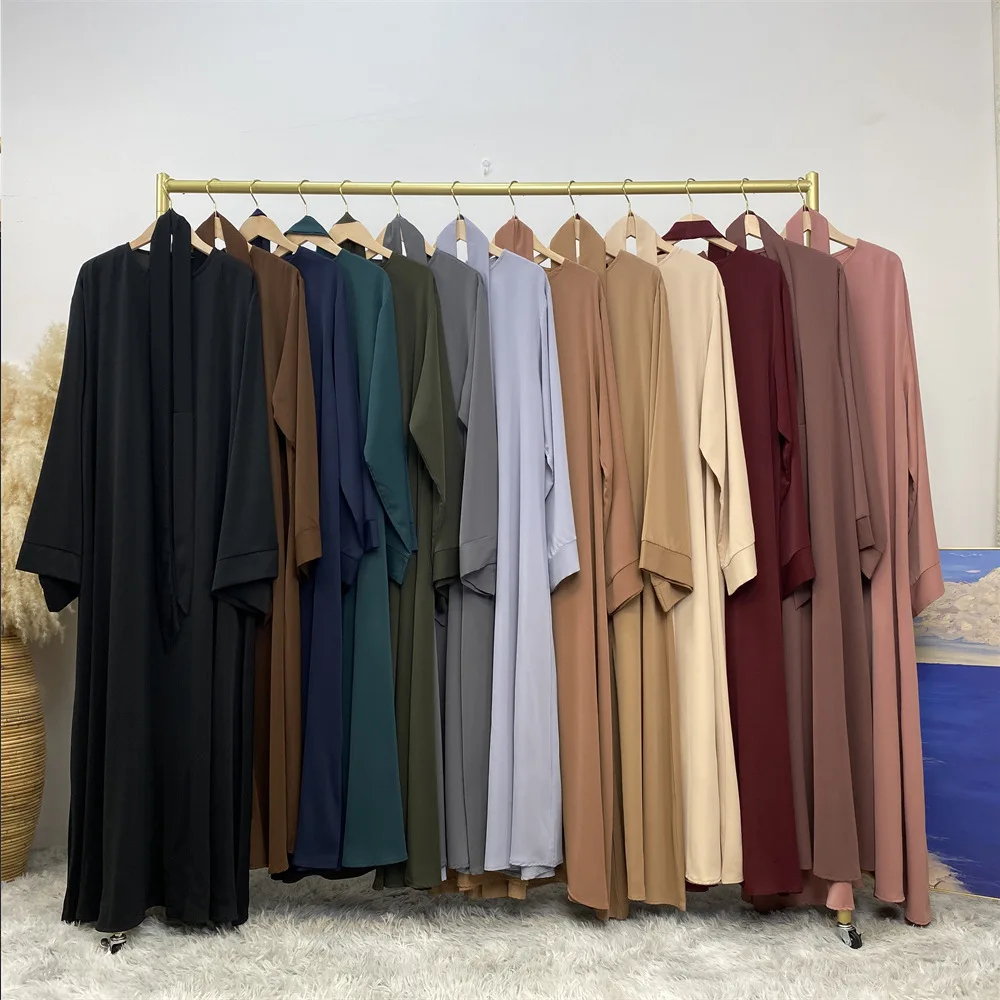 

Dubai Pure Color Strap Muslim Dress 6394 (new Color) Woman 2025 Muslim Long Dress Robe Abaya Ramadan Dubai Luxury Islam Elegant