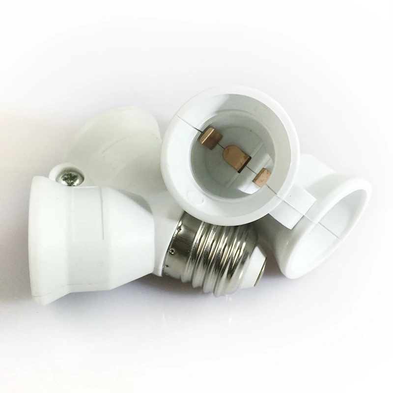 Base de luz LED con tornillo E27, enchufe de bombilla E27 a 2-E27, adaptador divisor, portalámparas E27