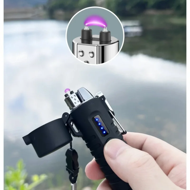 Multifunctional Outdoor Windproof and Waterproof Dual Arc Plasma USB Charging Pulse Flameless Lighter Essential Gift for Men