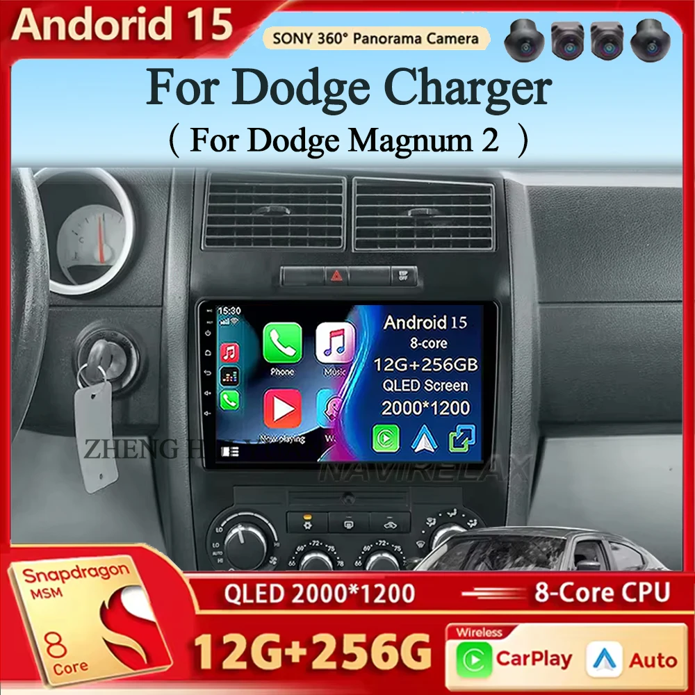 Android 15 Carplay Auto para Dodge Charger 2005-2013 para Dodge Magnum 2 2003-2007 Radio de coche reproductor de vídeo Multimedia navegación 4G