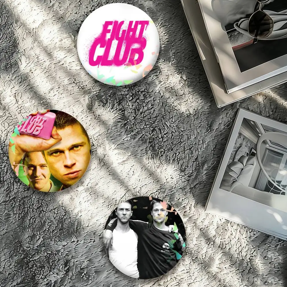 Classic Movie Fight Club Laser Badge Creative Pins Brooch for Bag Clothes Hat Decor Gifts Fans Collect