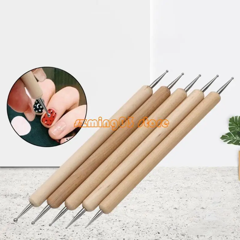 H9EC 5 PCs Nagelkunststift Doting Stift Keramikwerkzeug Ton -Skulptions -Modellierungswerkzeug