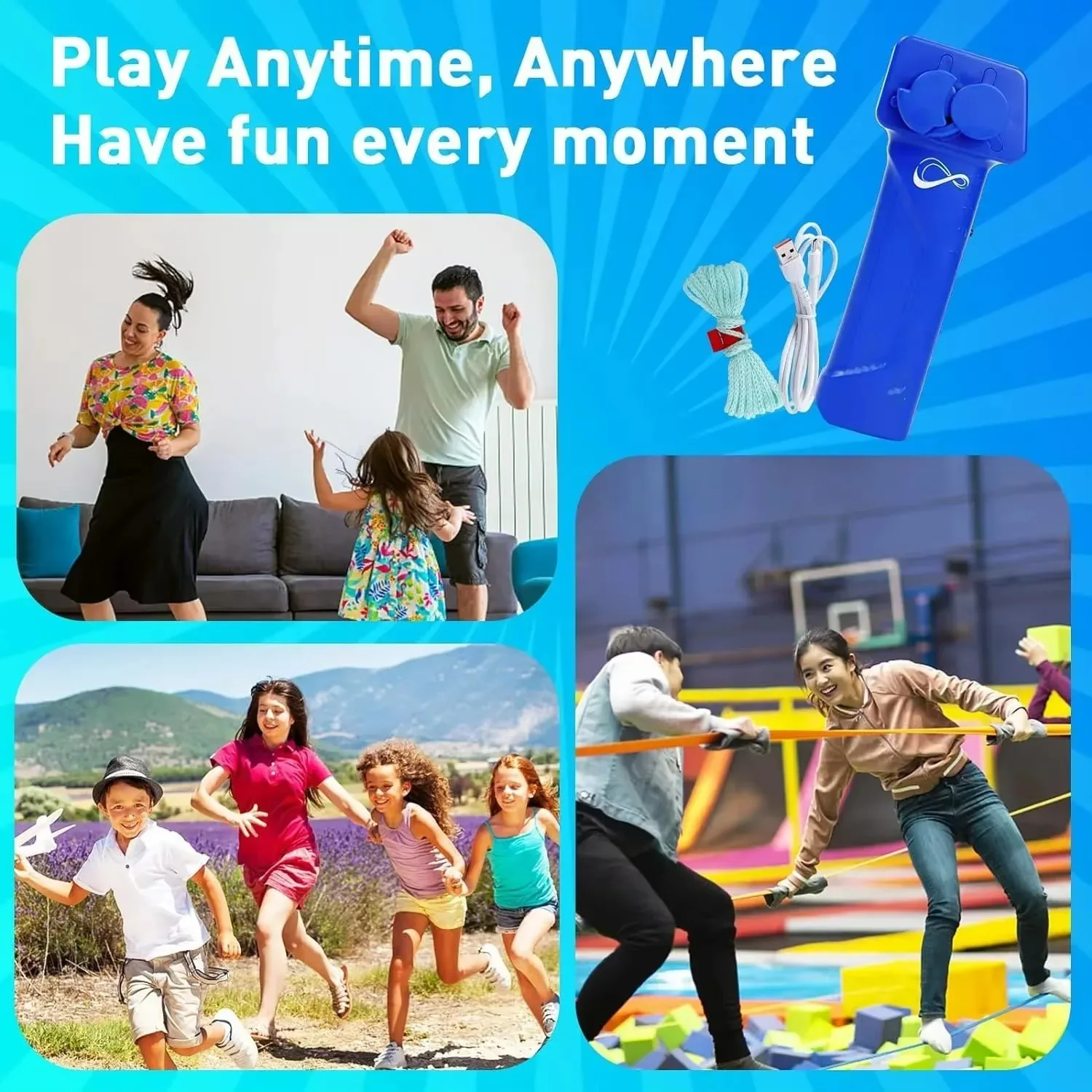 Lanzador de cuerda de cuerda, juguete antiestrés, cuerda de bucle que brilla en la oscuridad, lanzador de cuerda eléctrica USB, cuerda de mano, juguete para regalo genial