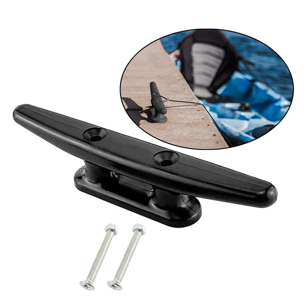 

Black Nylon Boat Deck Cleat 8inch Mooring Rope Tie Down Kit for Kayak Canoe Dock Marine Line Accessory