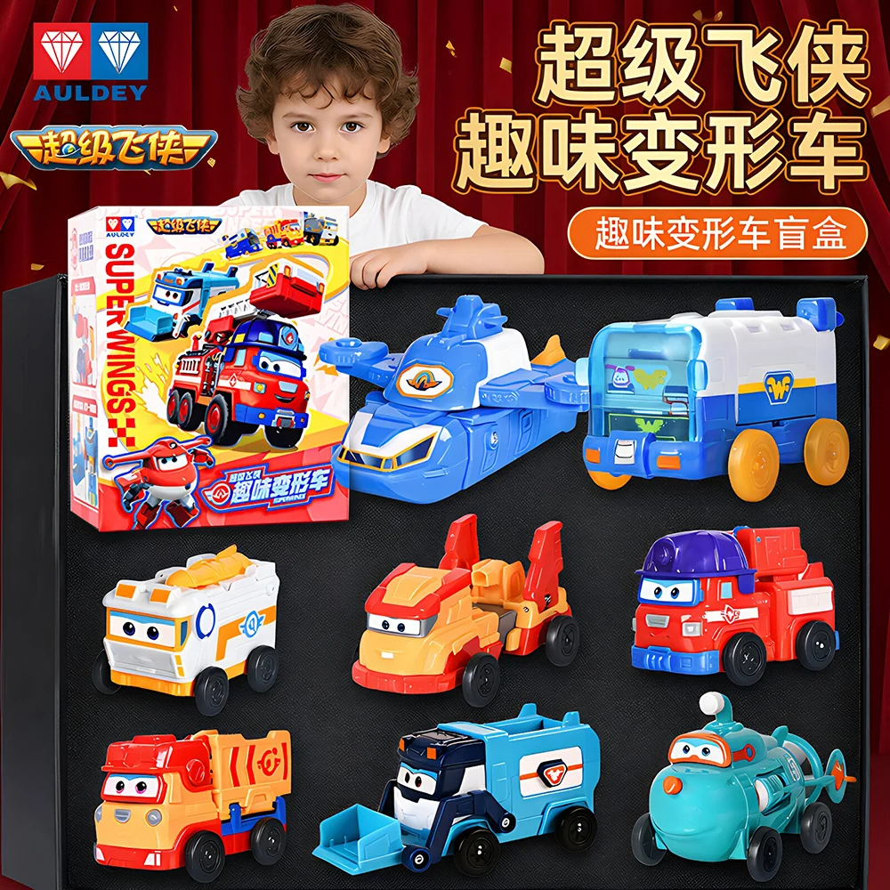 New AULDEY Super Wings Mini Action Figures 2‑in‑1 Transforming Toy Car Multi‑Posable Jointed Character Models Blind Box Gift