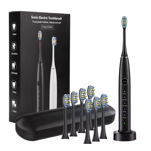Electric Toothbrush Portable Fully Automatic Sonic Electric Toothbrush Rechargeable 5 Working Modes IPX7 Waterproof