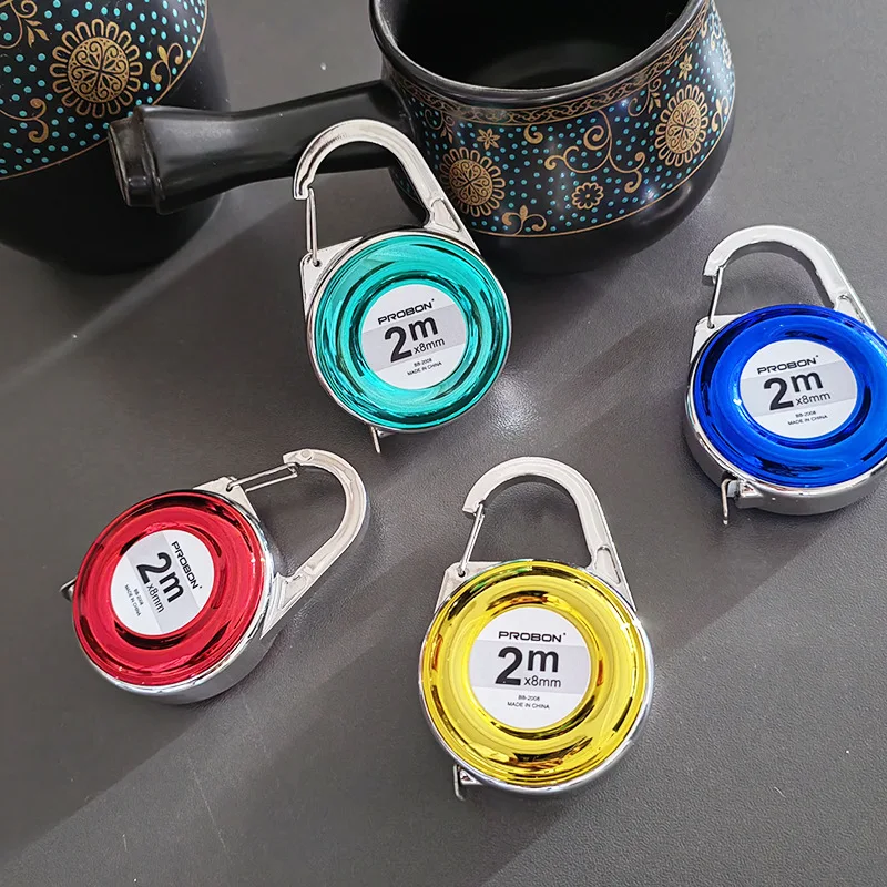 1pc Mini Keychain Tape Measure 2m Steel Tape Measure Delicate Small Steel Ruler Multipurpose Gift Ruler for Home Office