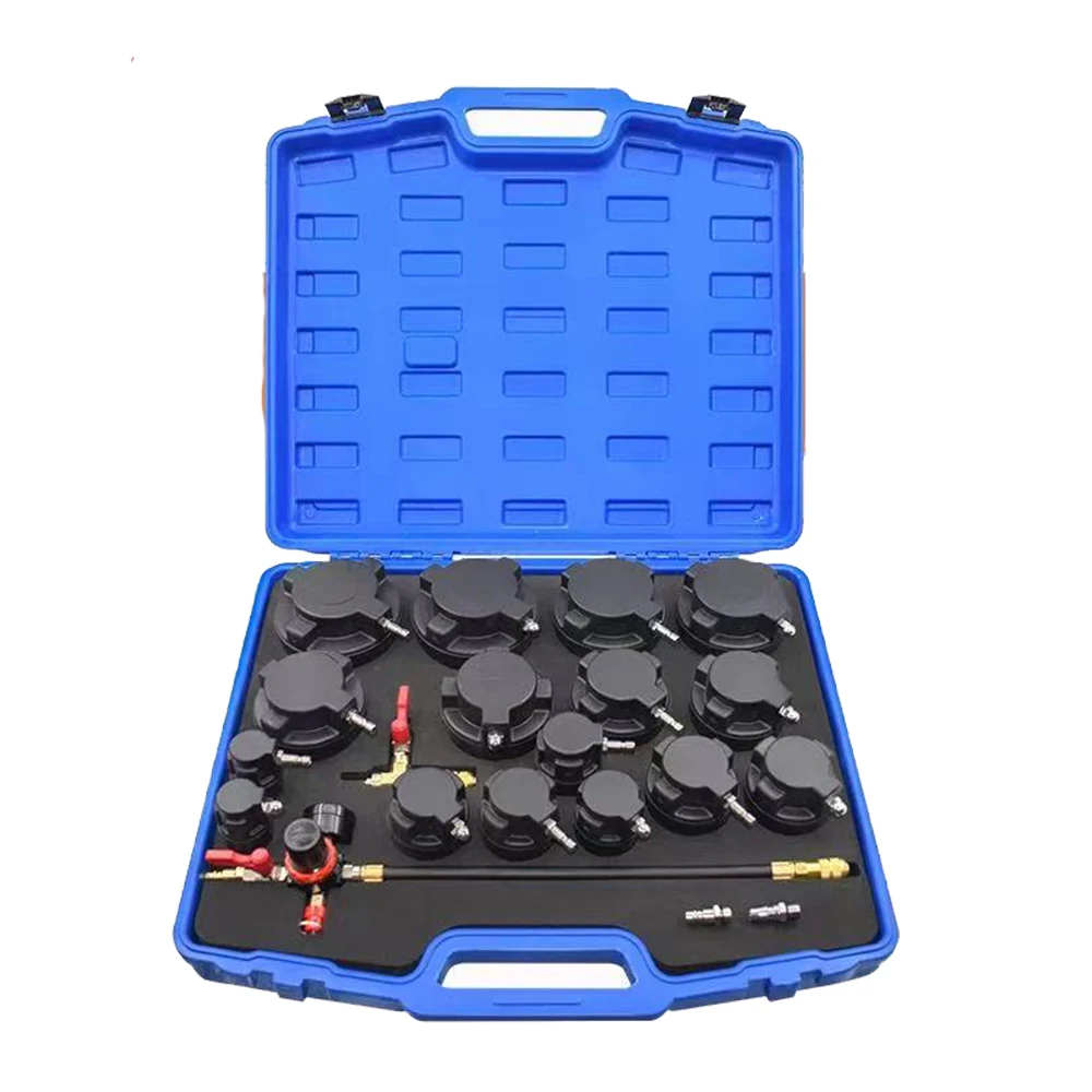 

20Pcs Turbo System Leakage Tester Kit Turbocharger Air Pressure Guage Cooling System with 16 Stepped Adapters 1-1/4'' to 4-1/4''