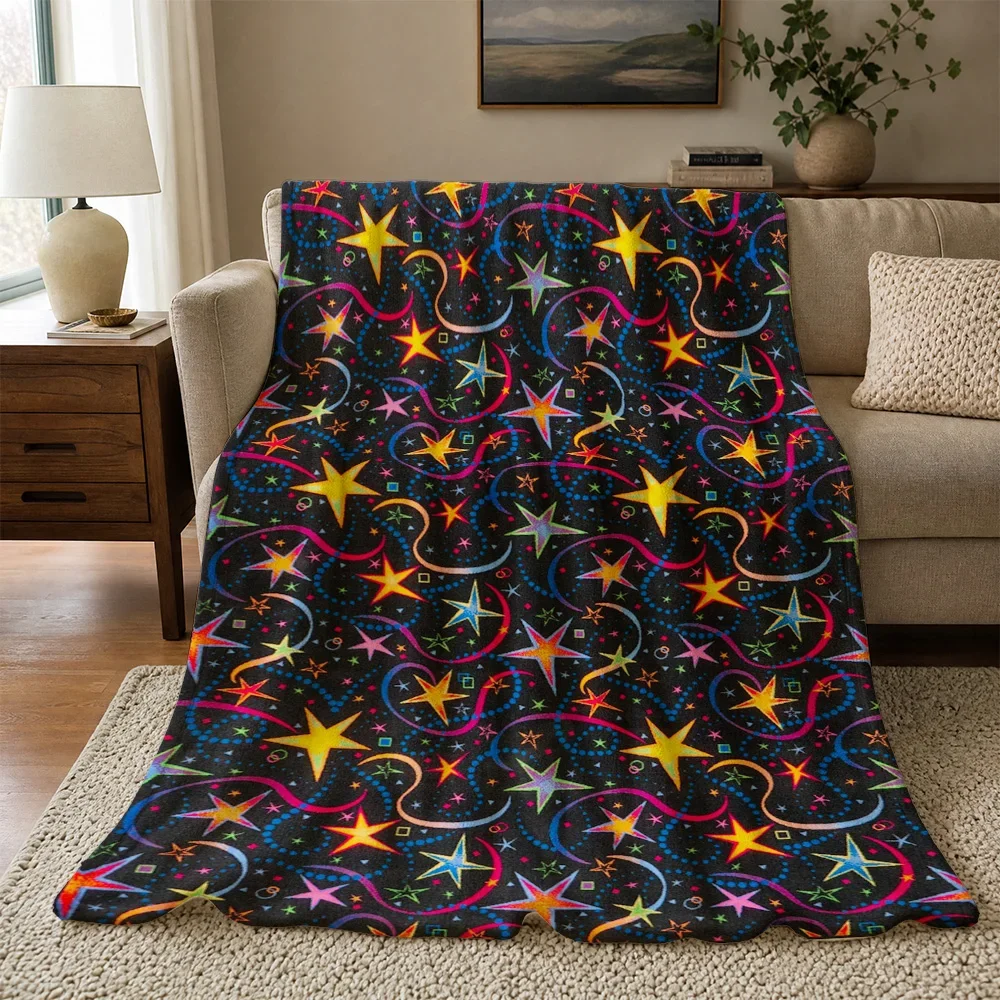 Vibrant Galaxy Starry Night Throw Blanket Cozy Decorative Sofa Bedding Living Room Decor
