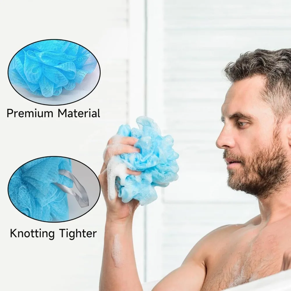 إسفنجة استحمام لوفاه 50 جرام، إسفنجة استحمام للاستحمام، كرة وسادة شبكية مقشرة، 4 ألوان، منظف للجسم، منظف خلفي