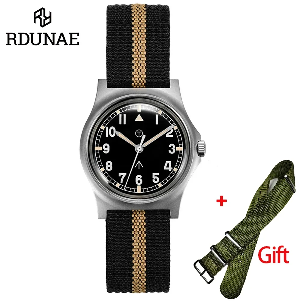 RDUNAE RA03 G10 34.5mm Retro Military Pilot Watch 316L Stainless Steel K1 Mineral Glass Luminous Personality Sports Quartz Men